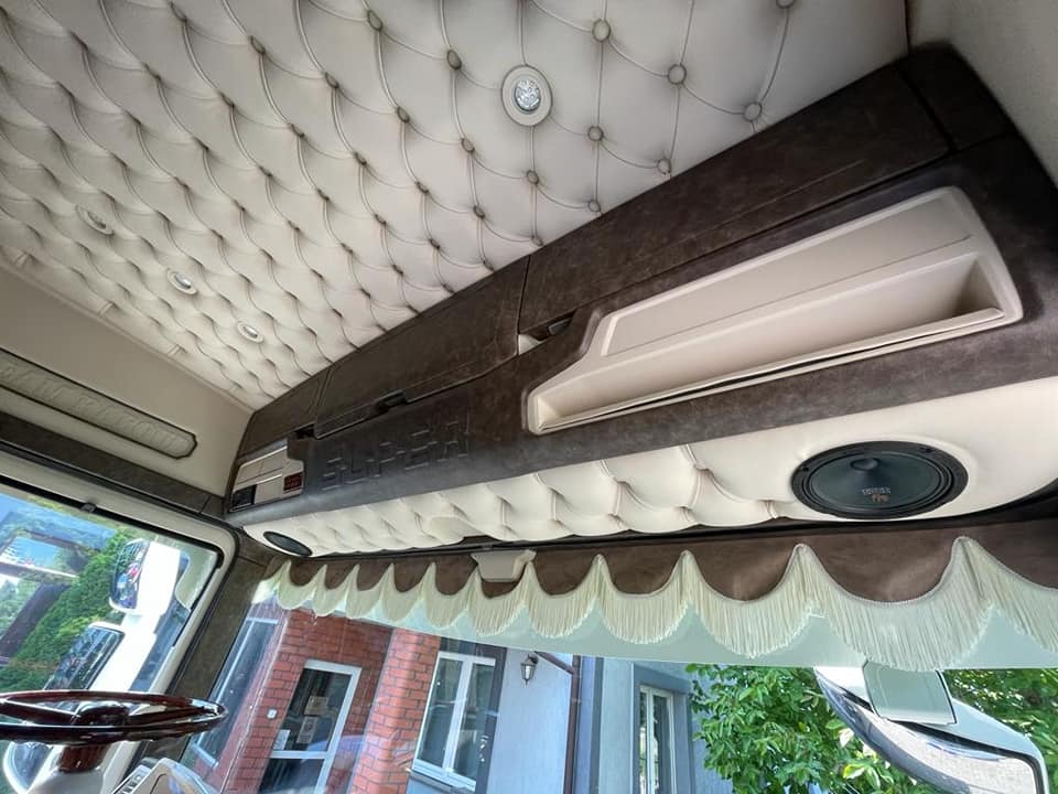 Sun visor made to order - Button fastening, LED diodes, Alcantara