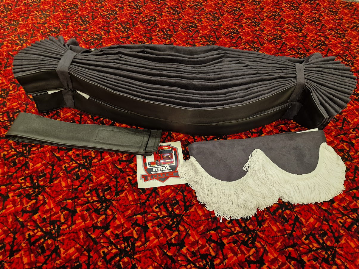 New Black Curtain Set in Standard Fabric/Leather - Ready to Ship!