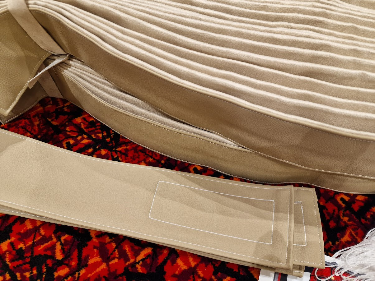 New Beige Curtain Set in Standard Fabric/Leather - Ready to Ship!