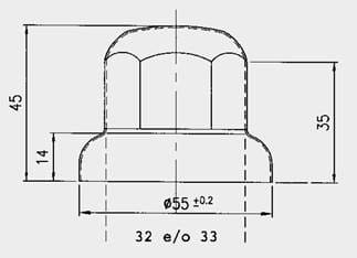 Wheel nut cover 33/32mm - Grey