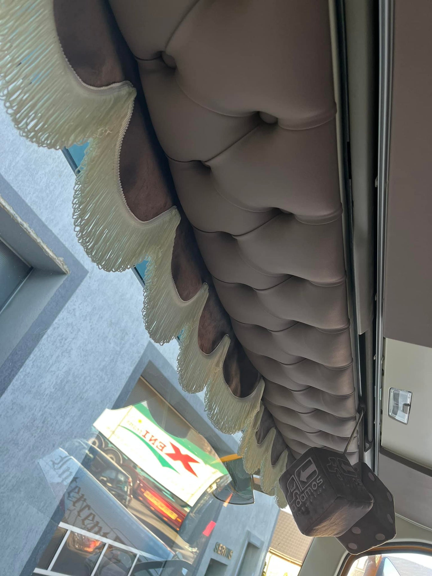 Sun visor made to order - Button fastening, LED diodes, Alcantara