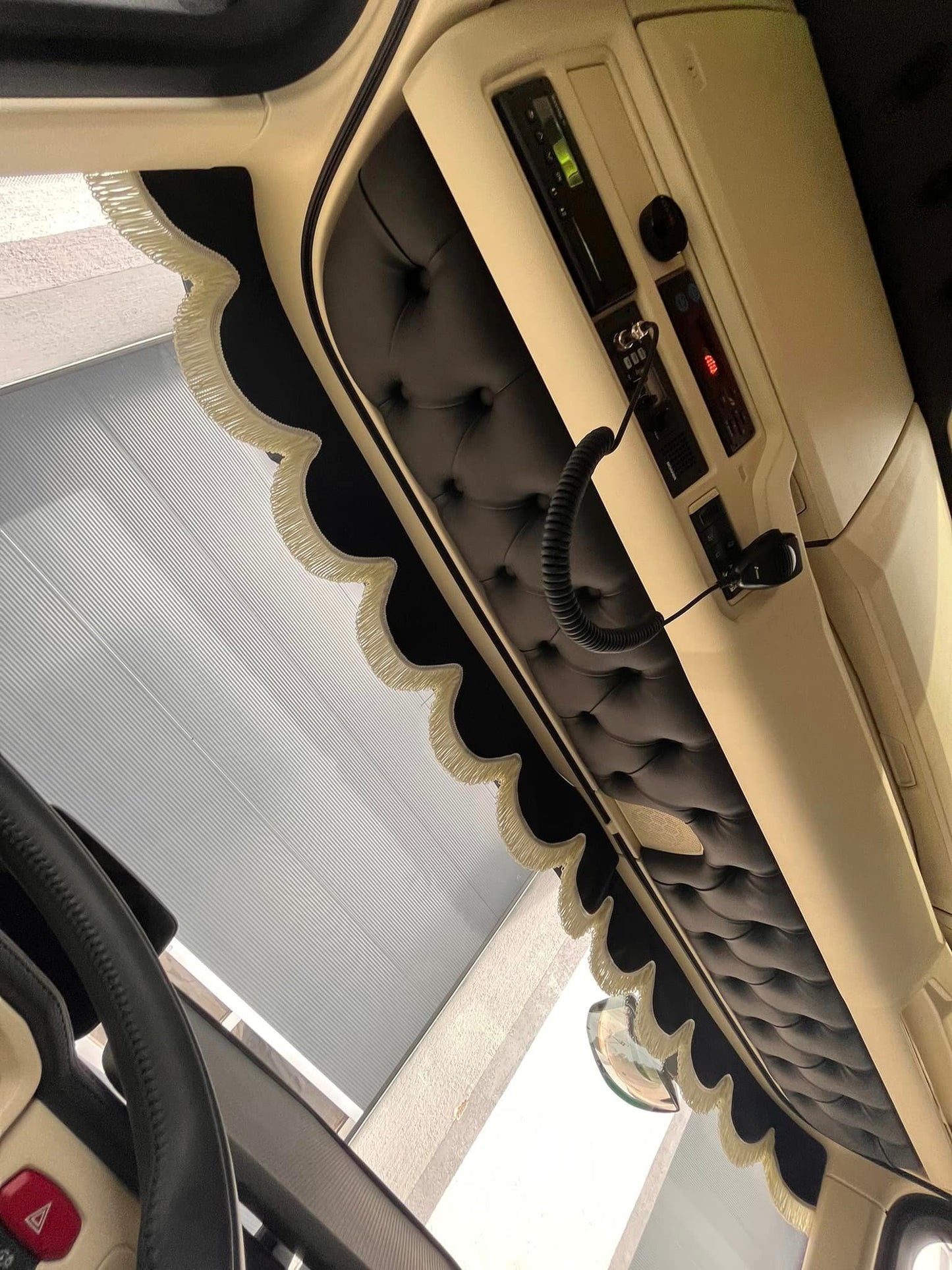 Sun visor made to order - Button fastening, LED diodes, Alcantara