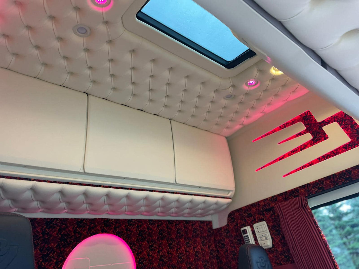 Back Cabinet Plate Made to Order - Button Padding, LED Diodes, Alcantara