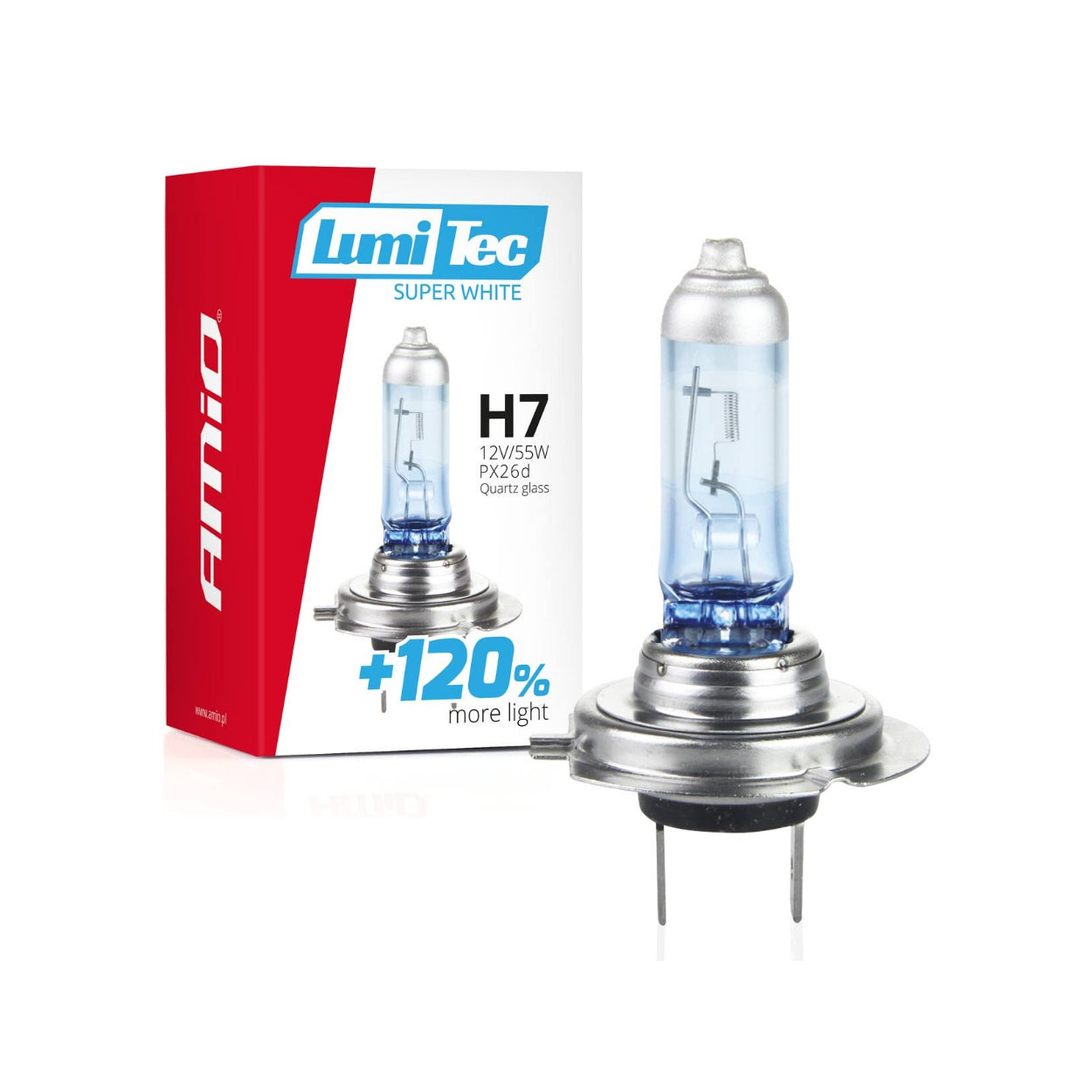 Light bulb / Halogen bulb H7 12V 55W LumiTec Super White +120%, UV filter, AMIO