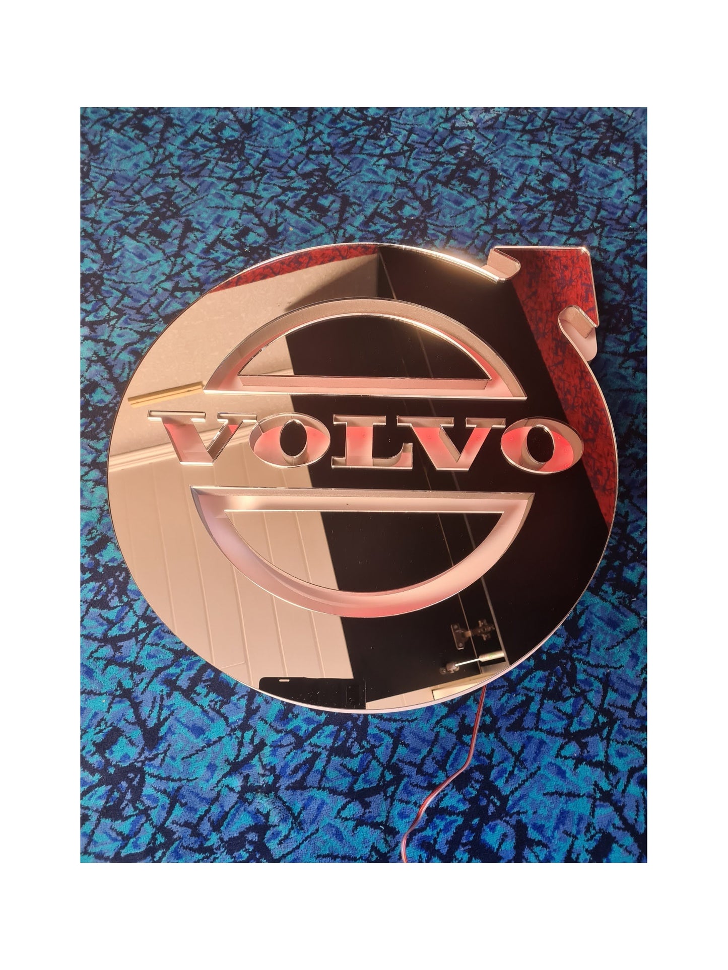 LED Lysskilt/Speil 3D, VOLVO Logo - Rød/RGB 24V