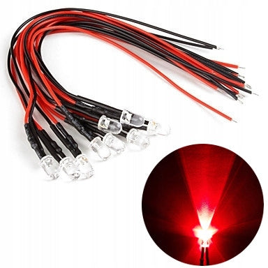 10x LED Diode 5mm, 12V - Red