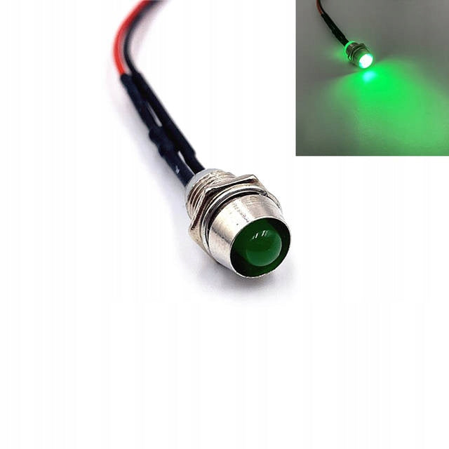 LED Diode 5mm, 12/24V, Type 1 - Green