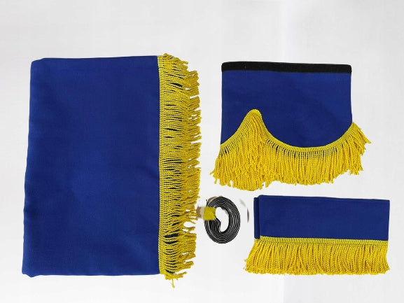Curtain Set in Fabric for Truck/Van, Type 2 - Blue/Yellow