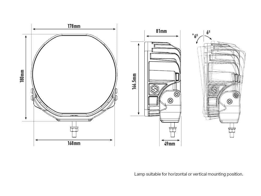 Lazer Sentinel Black, LED 7" Auxiliary Light