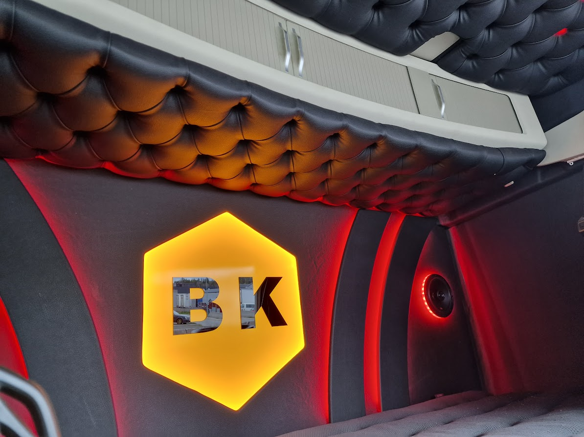 Back Cabinet Plate Made to Order - Button Padding, LED Diodes, Alcantara