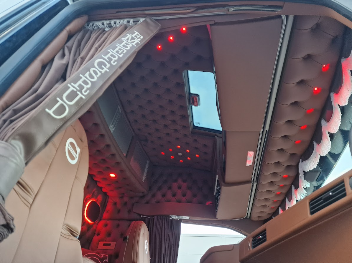 Sun visor made to order - Button fastening, LED diodes, Alcantara