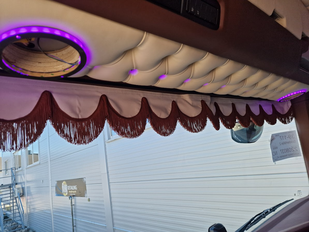 Sun visor made to order - Button fastening, LED diodes, Alcantara