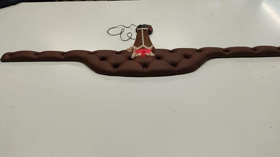 Sun visor made to order - Button fastening, LED diodes, Alcantara