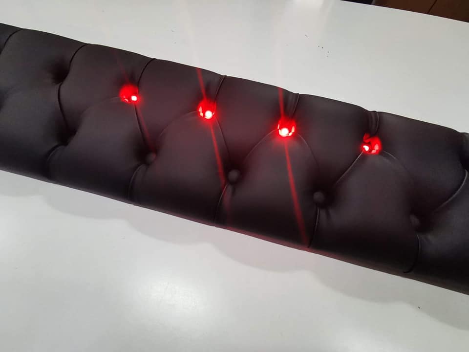 Sun visor made to order - Button fastening, LED diodes, Alcantara