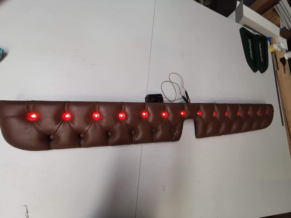 Sun visor made to order - Button fastening, LED diodes, Alcantara