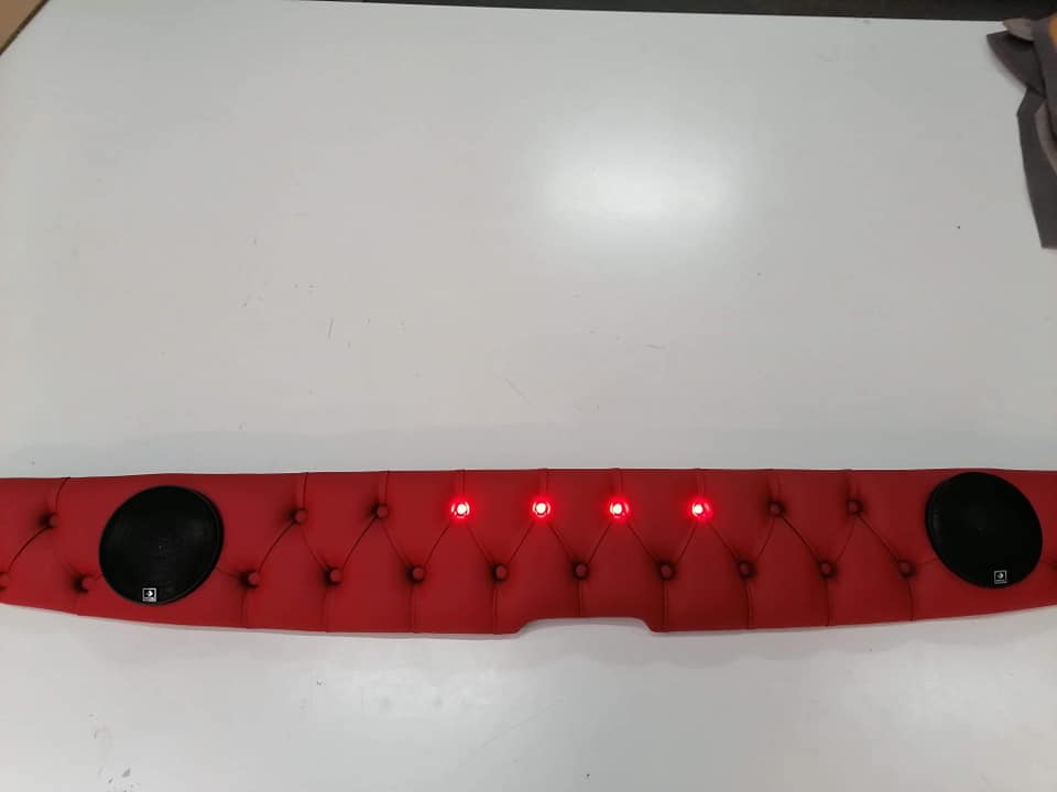 Sun visor made to order - Button fastening, LED diodes, Alcantara