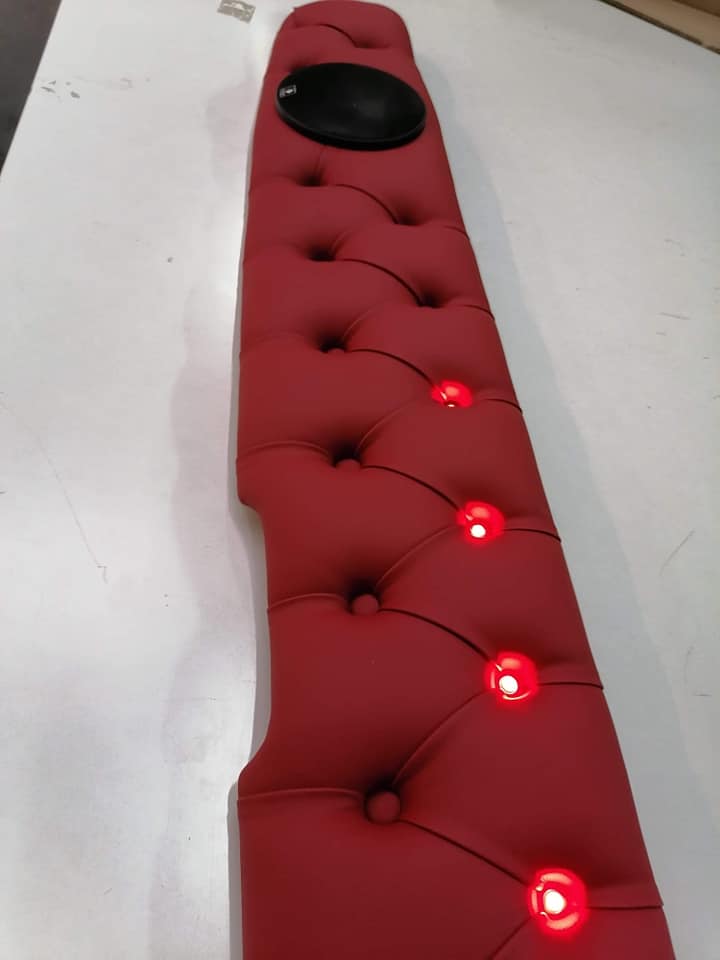 Sun visor made to order - Button fastening, LED diodes, Alcantara