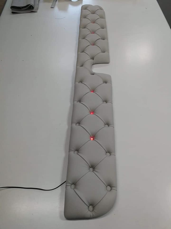 Sun visor made to order - Button fastening, LED diodes, Alcantara