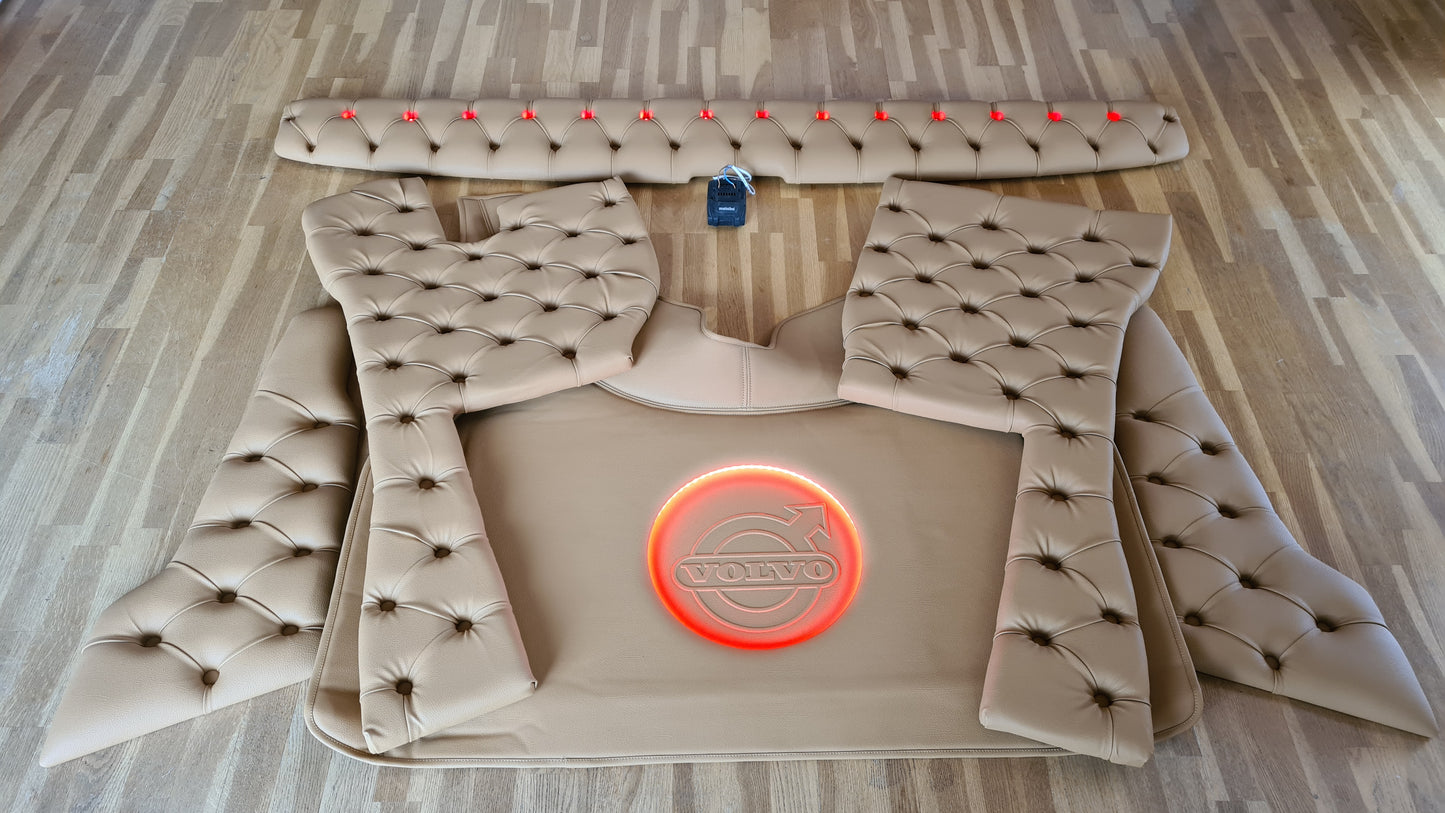 Sun visor made to order - Button fastening, LED diodes, Alcantara