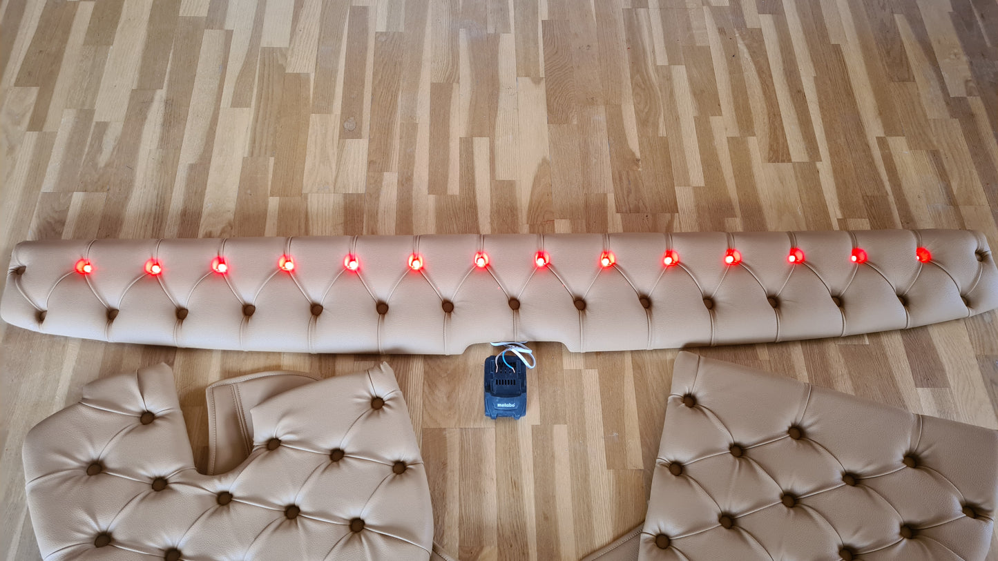 Sun visor made to order - Button fastening, LED diodes, Alcantara