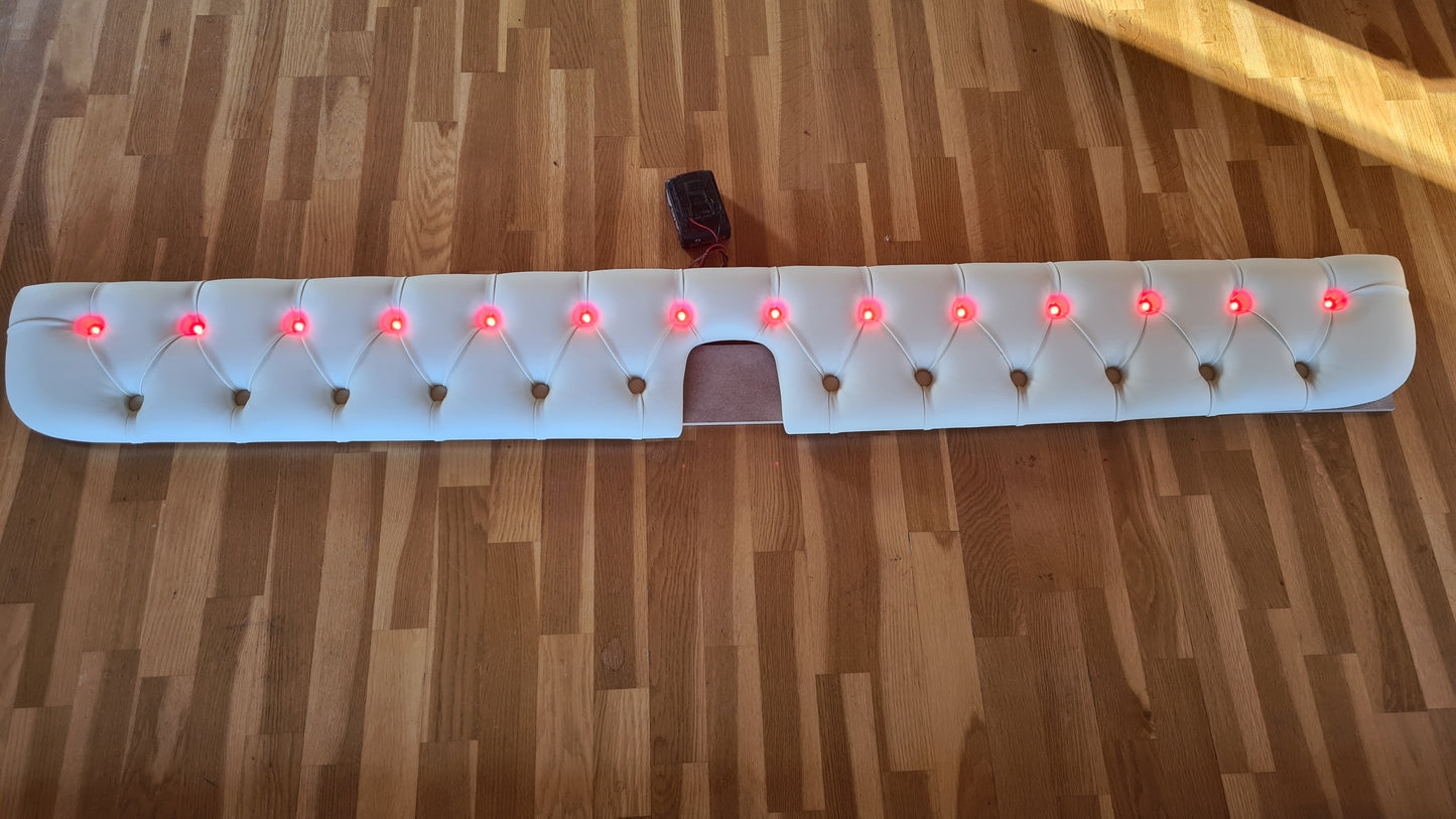 Sun visor made to order - Button fastening, LED diodes, Alcantara