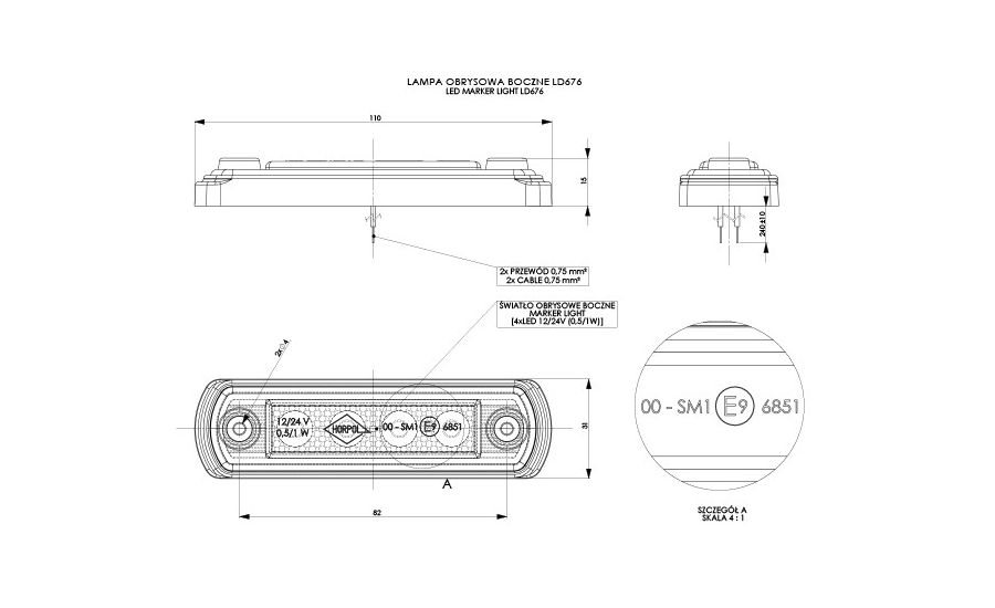Markeringslys LED Horpol - Oransj