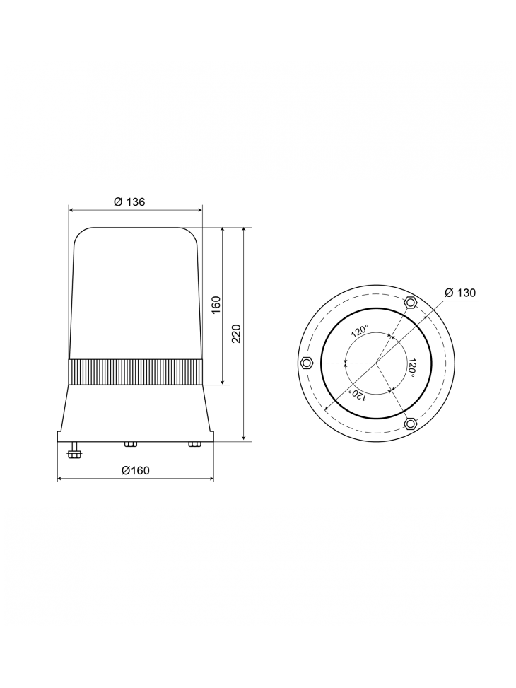 Rotating Warning light AEB 595 12/24V - Orange