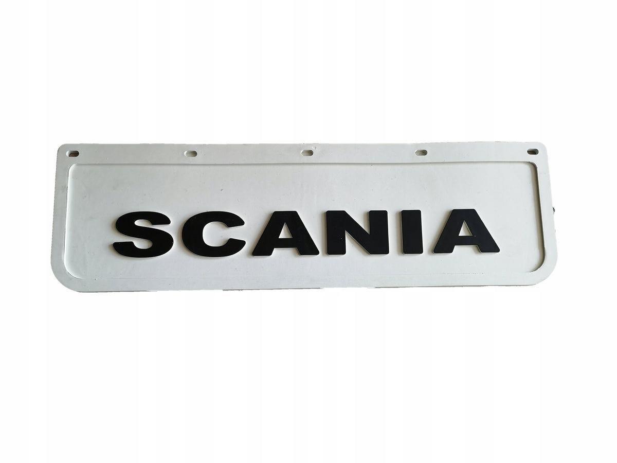 Vrachtwagen 2 STK. Vuilvanger van hard rubber voor Scania Truck oplegger - Rubber Vuillappen 60x18cm Zwart met 3D-reliëf Scania