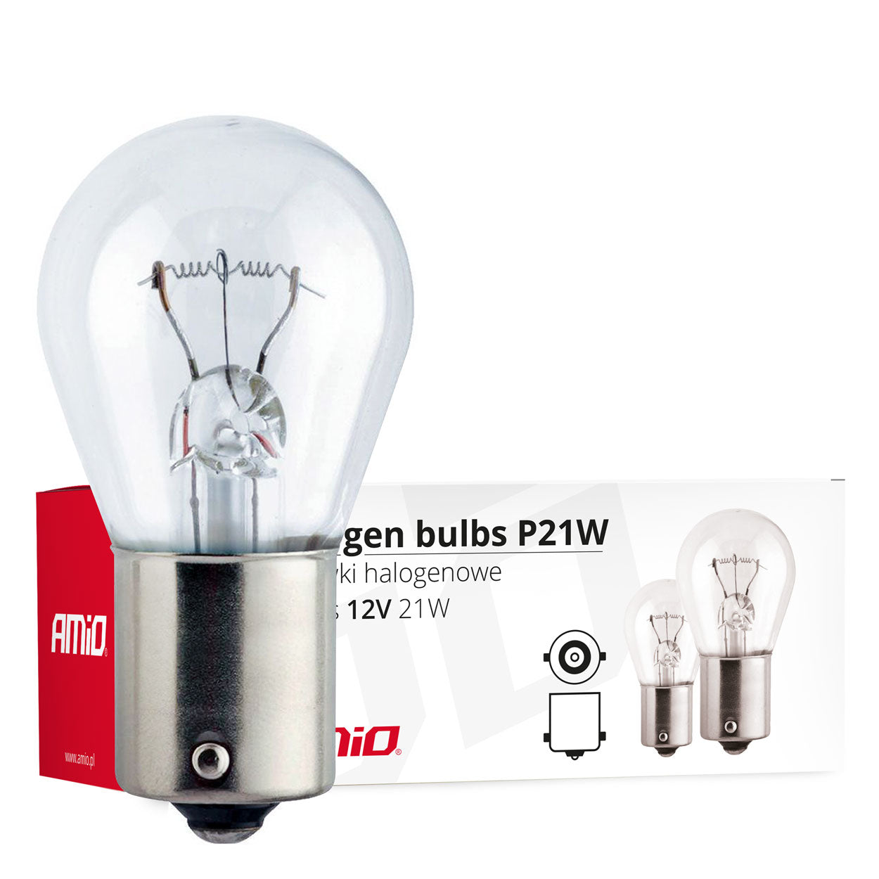 Light bulb / Halogen bulb P21W BA15s 12/24V, AMIO