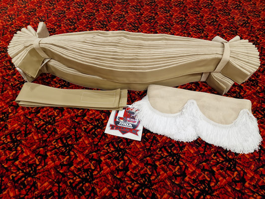 New Beige Curtain Set in Standard Fabric/Leather - Ready to Ship!