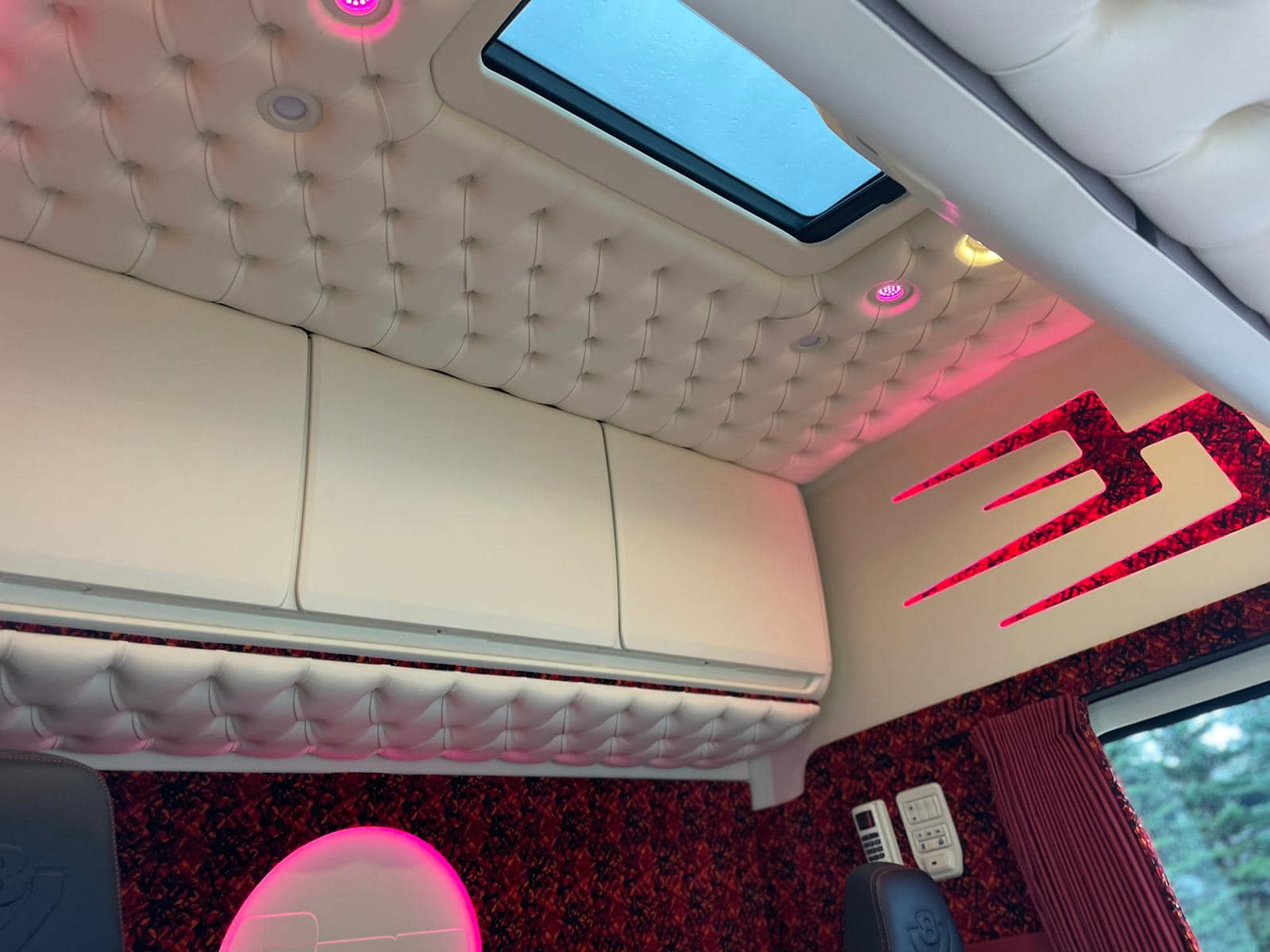 Back Cabinet Plate Made to Order - Button Padding, LED Diodes, Alcantara