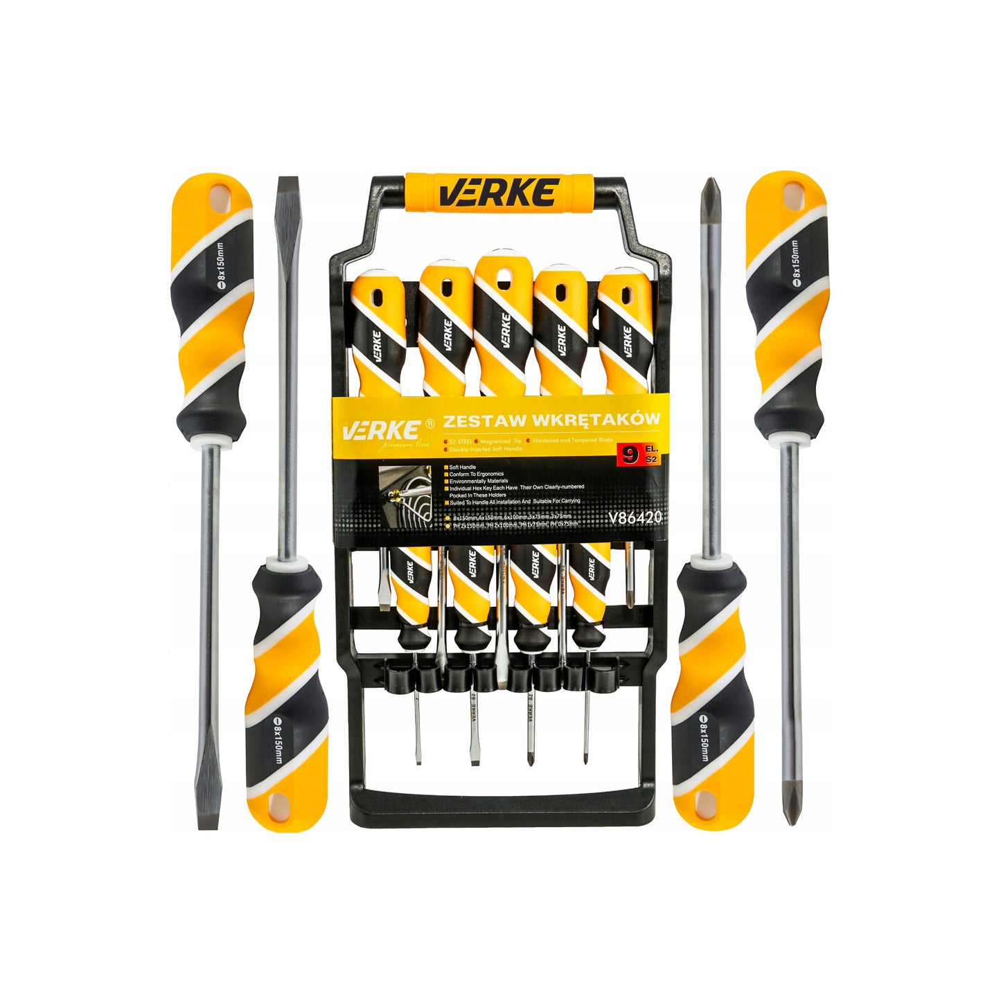 Screwdriver set, 9 pieces, VERKE
