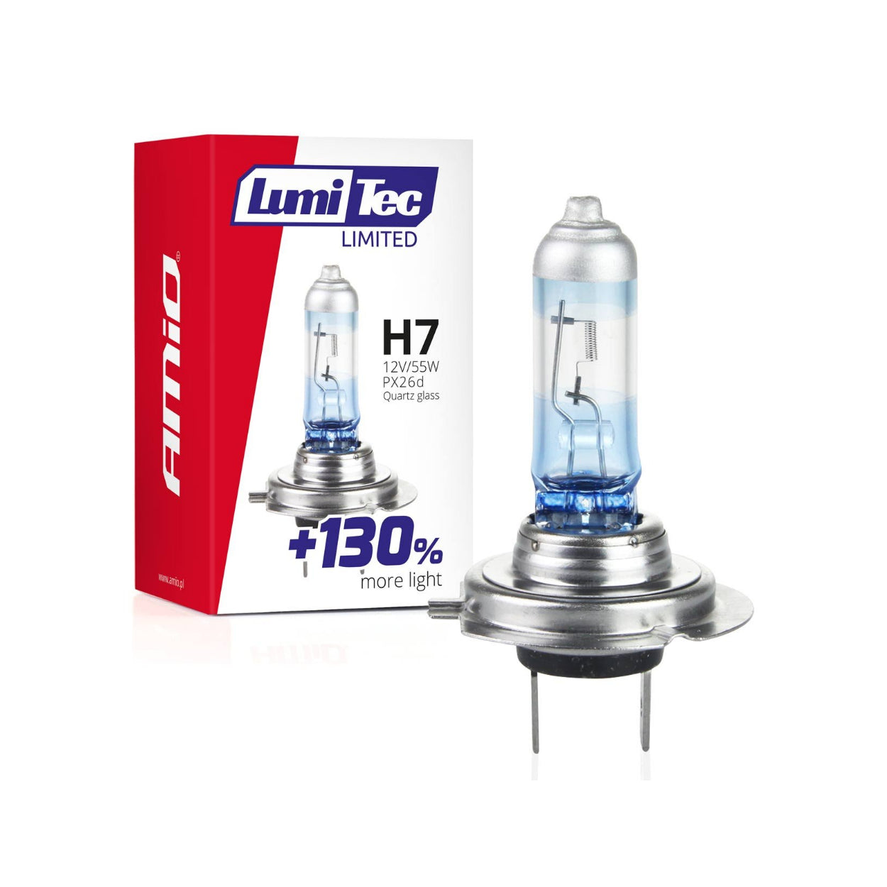 Lyspære / Halogenpære H7 12V 55W LumiTec LIMITED +130%, UV-filter, AMIO