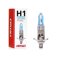 Lyspære / Halogenpære H1 12V 55W Super White, UV-filter, AMIO
