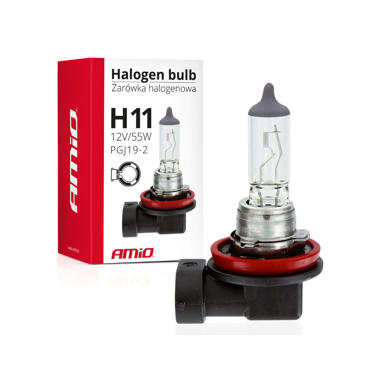 Lyspære / Halogenpære H11 12V 55W UV-filter, AMIO