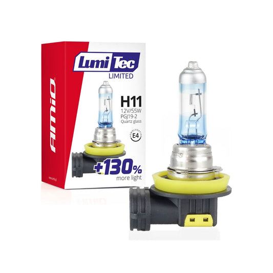 Lyspære / Halogenpære H11 12V 55W LumiTec LIMITED +130% UV-filter, AMIO