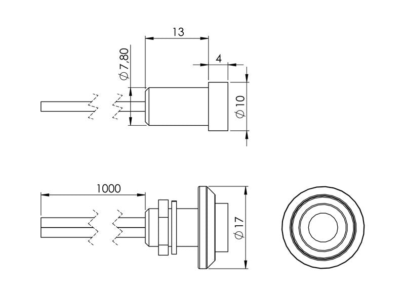 LED-Diode 10mm, 12/24V - Rød/Blå/Hvit