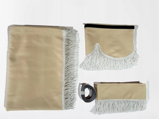 Curtain Set in Fabric for Truck/Van, Type 2 - Light Beige/White 