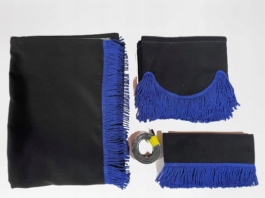 Curtain Set in Fabric for Truck/Van, Type 2 - Black/Blue 