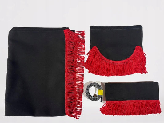 Truck/Van Fabric Curtain Set, Type 2 - Black/Red 