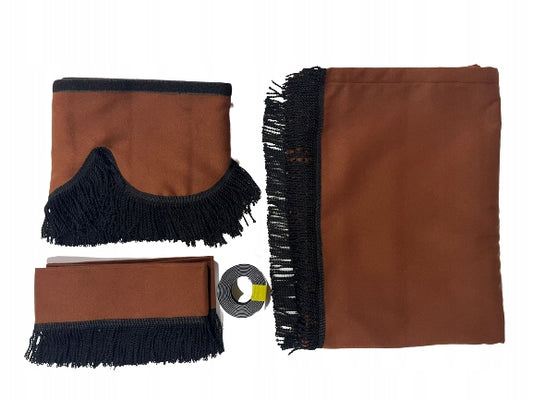 Fabric Curtain Set for Truck/Van, Type 2 - Brown/Black 
