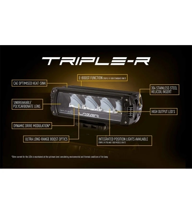 Lazer Triple-R 750 Black Ledbar, with Position Light, 230mm