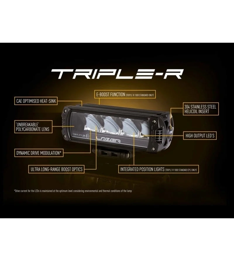 Lazer Triple-R 1000 Black Ledbar, med Posisjonslys, 410mm