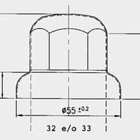 Hjulmutterdeksel i Rustfritt Stål, 33/32mm