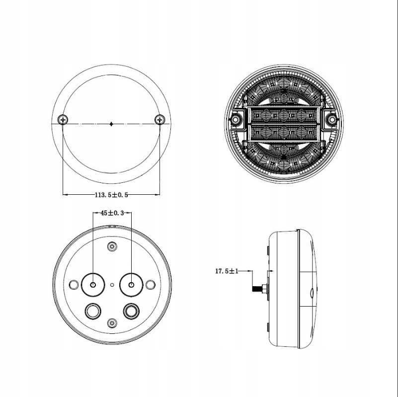 Hamburger Rund LED Baklys / Bremselys / Blinklys - Type 1