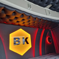 Back Cabinet Plate Made to Order - Button Padding, LED Diodes, Alcantara