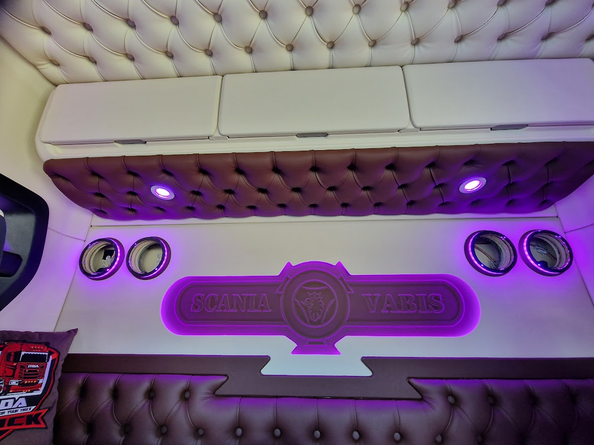 Back Cabinet Plate Made to Order - Button Padding, LED Diodes, Alcantara