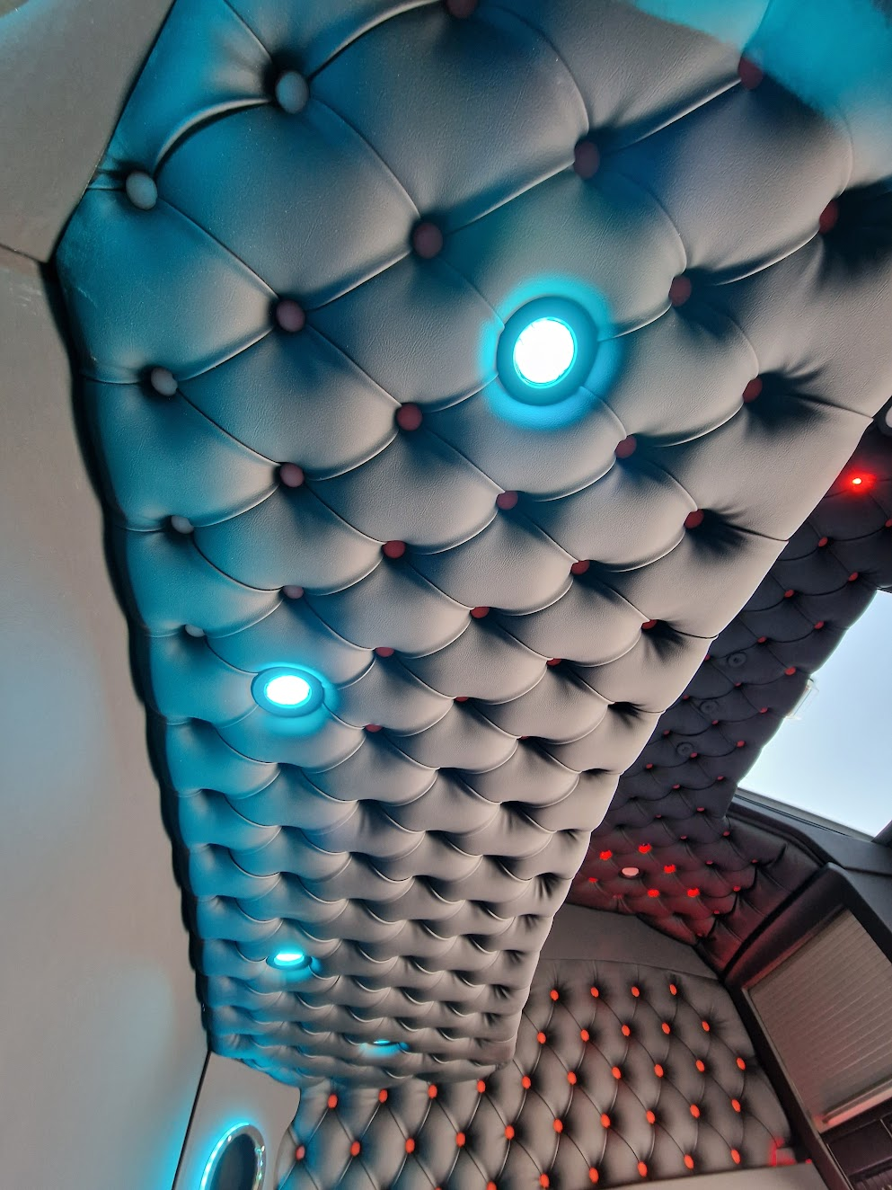 Back Cabinet Plate Made to Order - Button Padding, LED Diodes, Alcantara