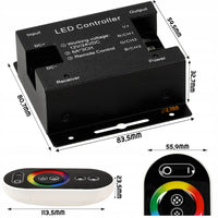 RGB-Kontroller med Touch Fjernkontroll 12-24V, Svart - Type 5