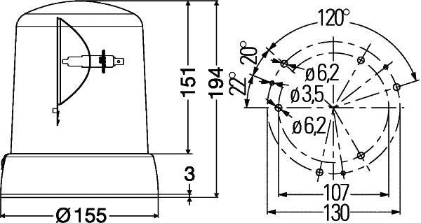 Hella KL7000 Roterende Varsellys 24V - Oransj